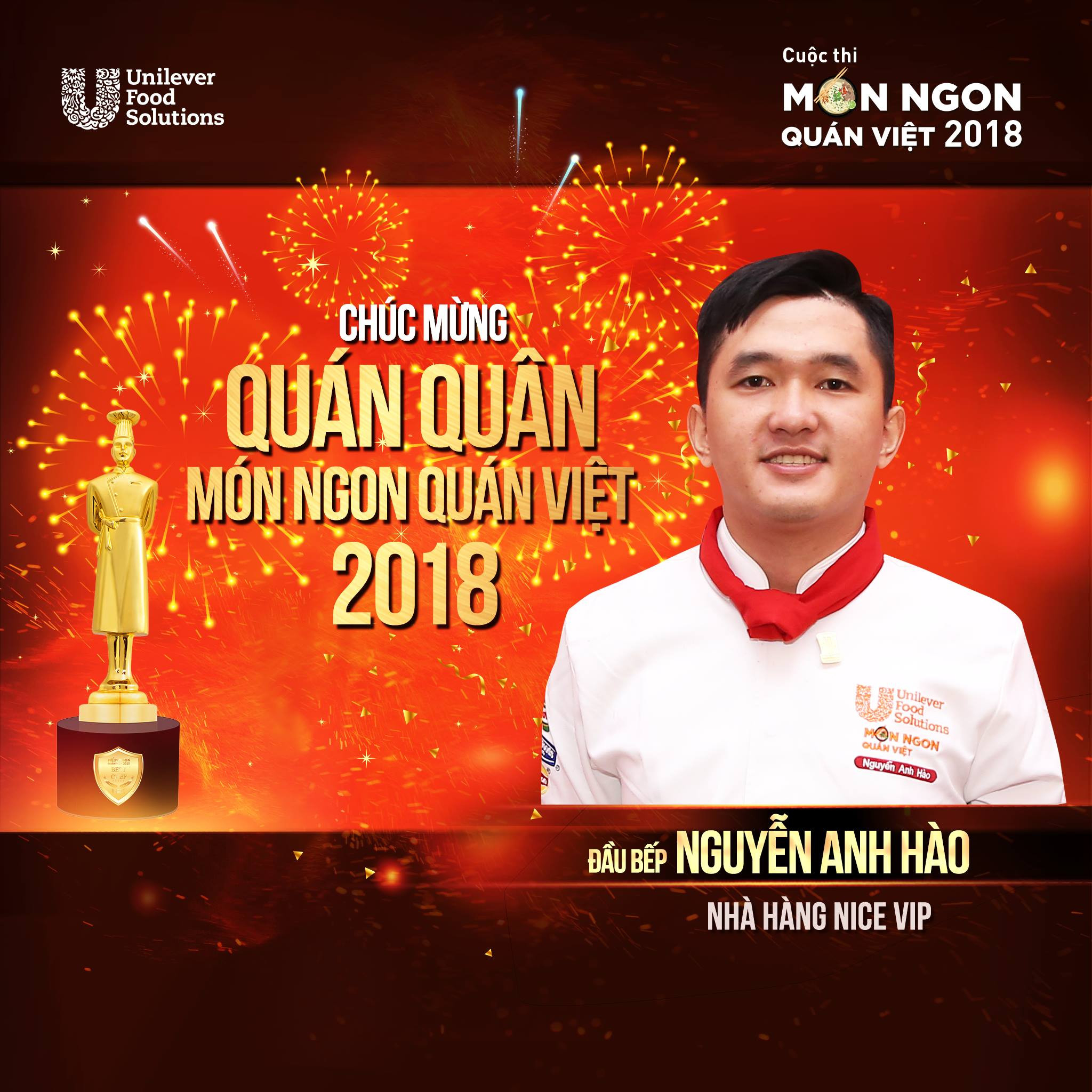Đầu bếp Nguyễn Quang Hào Quán Quân cuộc thi món ngon quán Việt 2018